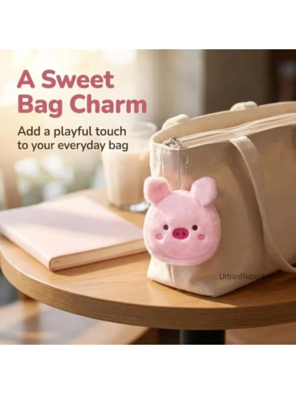 Plush Cartoon Coin Purse with Keychain Mini Zip Wallet